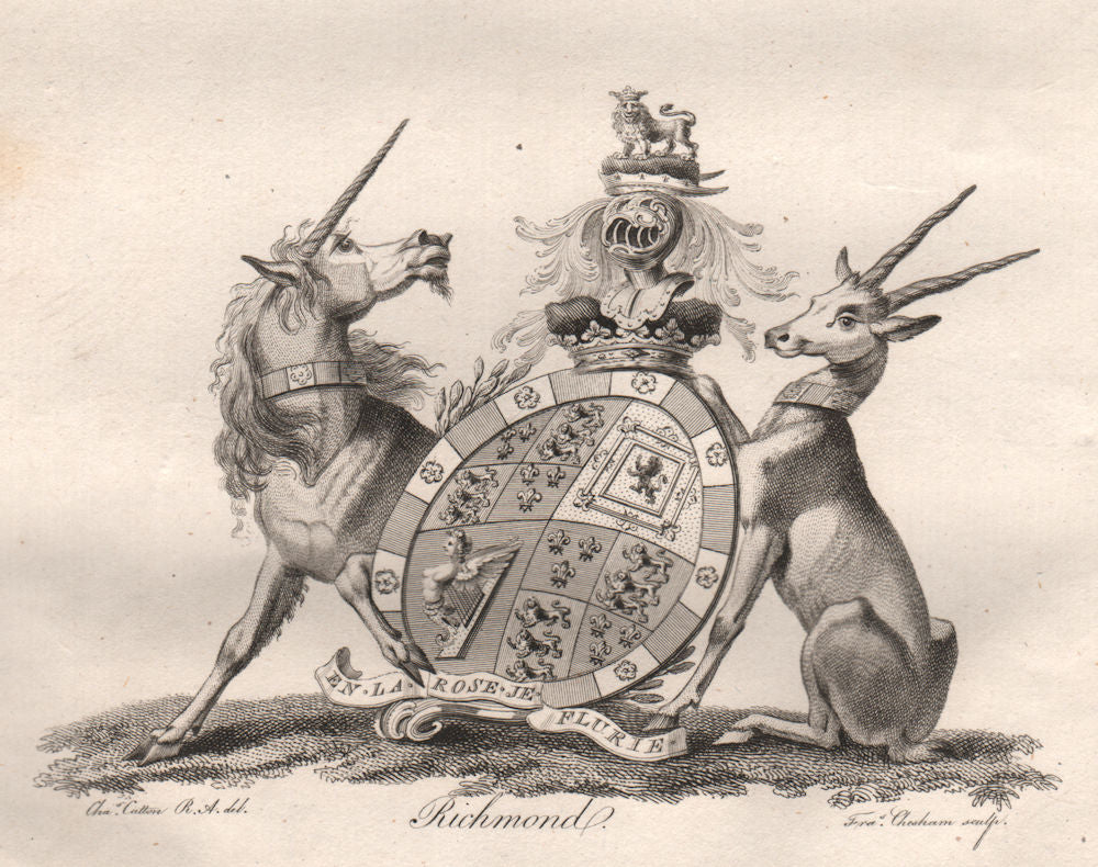 RICHMOND. Coat of Arms. Heraldry 1790 old antique vintage print picture